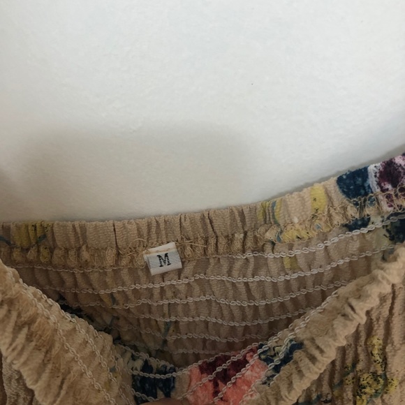 Nude floral print off shoulder boho dress - Picture 5 of 5